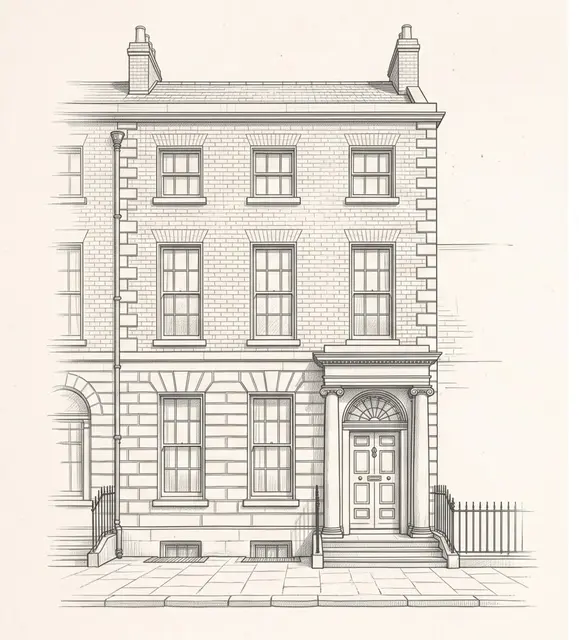 Pencil sketch example of a Georgian townhouse