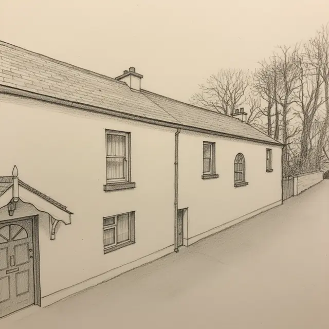 Graphite pencil sketch example of a property
